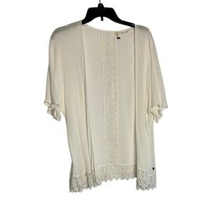 Roxy White‎ Lace Trim Kimono Cardigan Cover Up M L